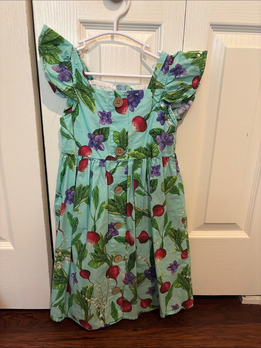 Lola + The Boys Aqua Dress with Radish & Purple Floral Print